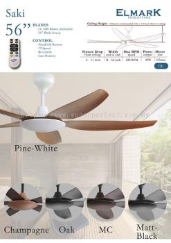 Enhance Your Comfort with Elmark Saki 56" DC Motor Ceiling Fan - Remote Controlled, Reversible, and ABS Blades for Optimal Performance