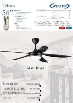 Enhance Your Comfort with Elmark Winter 56" Triton DC Motor Ceiling Fan - 24W 3-Tone LED & Remote Controller - Efficient Cooling and Elegant Illumination!