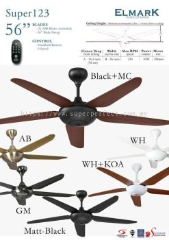 ELMARK SUPER 123 56" - High-Performance Ceiling Fan for Superior Airflow and Elegance