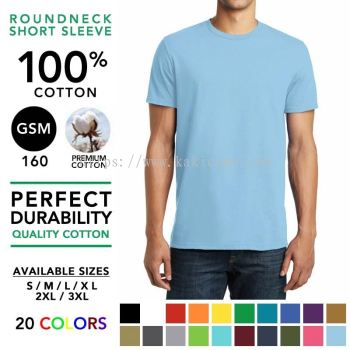 Cotton 160GSM Round Neck T-Shirt Plain Tee