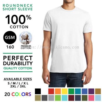 Cotton 160GSM Round Neck T-Shirt Plain Tee