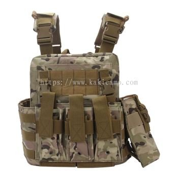 KakiCamo 036 Plate Carrier Vest with Pouches