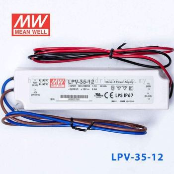 MEAN WELL LED Driver LPV-35-12 35Watt 12vdc 2Yrs Warranty Constant Current IP67 Water Resistant Fully Encapsulated MEANWELL Quality PSU