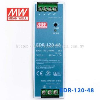 Mean Well EDR-120-48 120Watt 48vdc Single Output Power Supply Unit PSU Din Rail Mounting Slim & Economical Series MeanWell SMPS Malaysia