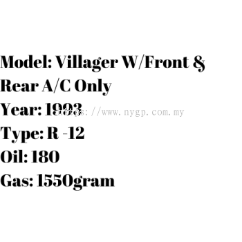 Villager WFront & Rear AC Only