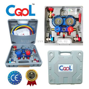 GO COOL Manifold Gauge Set ( 3000 PSI hose) R32 R410A R134a R22 Air Cond Tool Refrigerant Gas Meter VALUE KERETA RUMAH