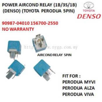 POWER AIRCOND RELAY (1B/3S/1B) (DENSO) (TOYOTA PERODUA 5PIN) 90987-04010 156700-2550 - NO WARRANTY