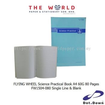 FLYING WHEEL Science Practical Book A4 60G 80 Pages  FW1504-080 Single Line & Blank