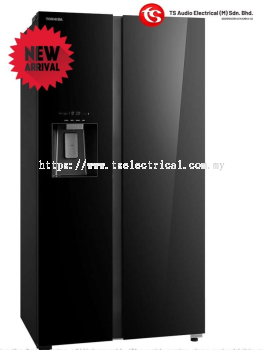 TOSHIBA SBS REFRIGERATOR WITH WATER DISPENSER GR-RS755WIA-PGY(22)  585L GLASS DOOR