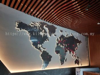 3D Backlit Worldmap Wall Poster | World Map Wall Decor Metal