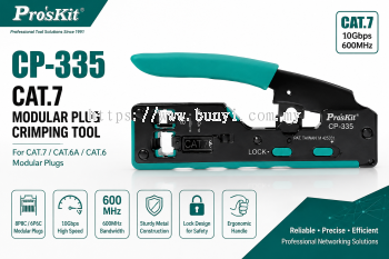 Pro'sKit CP-335 CAT.7 Modular Plug Crimping Tool for RJ45 Ethernet Connectors | Network Cable Crimper for CAT7, CAT6A & CAT6