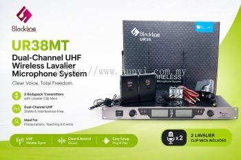 Blackline UR38MT Sistem Mikrofon Klip Tanpa Wayar UHF Dua Saluran   Sesuai untuk Pembentangan, Pengajaran & Acara