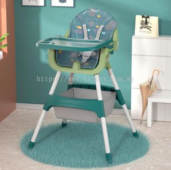 Lightweight baby chair adjustable feeding portable high chair with double plate