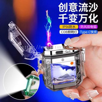 888 Draw Quicksand Waterproof TPYE-C Rechargeable Double Arc Lighter Cigarette Lighter