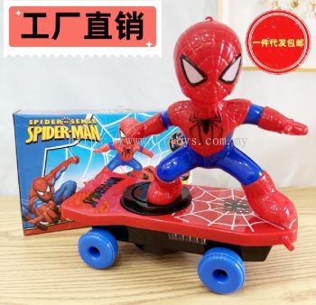 SPIDERMAN Scotter Skateboard Rechargable Car With Lights & Music   Red & Blue Color