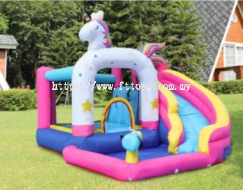 Doctor Dolphin AirMyFun Bouncy Inflatable Castle Trampoline with Slides Splash and Pool Kids Kolam Renang (RENT)