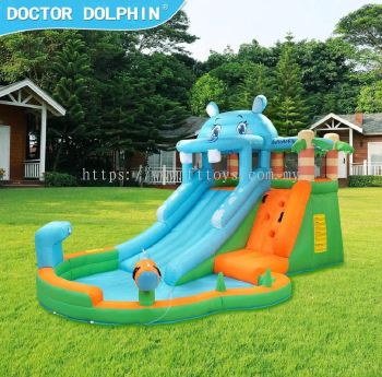 New Castle Inflatable Castle Doctor Dolphin 2 Slides Swimming Pool Trampoline Playground (RENT)