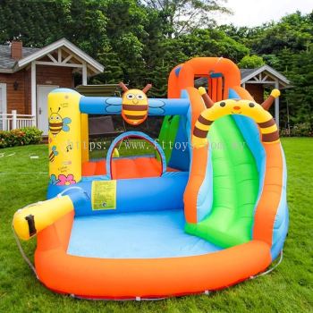 Inflatable Water Slide, Kids Bounce House with Long Slide Water Cannon Large Pool with Fan for Outdoor Water Play Center (RENT)