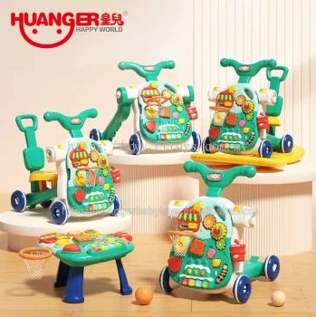 Huanger multifunctional baby walker and ador activity table, children's stroller adjustable 5-in-1 baby step pusher with activity table