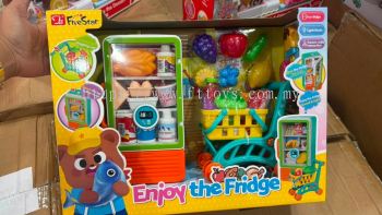 �� Five Star Enjoy The Fridge Play Set   Kids Pretend Play Refrigerator Toy with Shopping Cart & Food Accessories