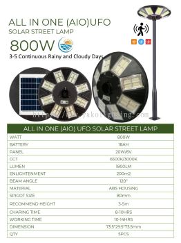 UFO SOLAR GARDEN LAMP 800W 6500K/3000K