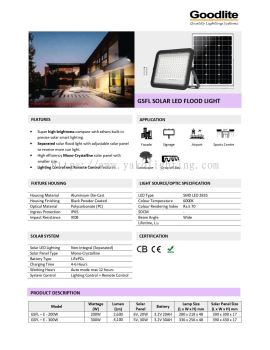 GOODLITE GSFL-E 300W-SOLAR SPOTLIGHT 6000K