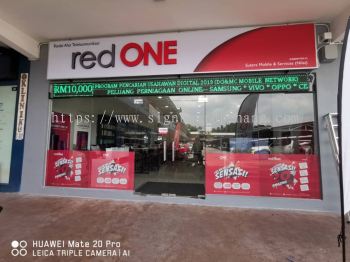 red one Network One way vision glass sticker at giant nilai seremban