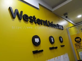 western union Wu acrylic 3D box up lettering signage at Kuala Lumpur 