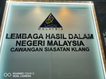 Lhdn 3D Acryic cut out box up lettering 3D signage at shah alam