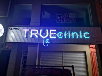 True clinic aluminum trism casing 3D led channel box up lettering signage signboard at kota damansara Kuala Lumpur 