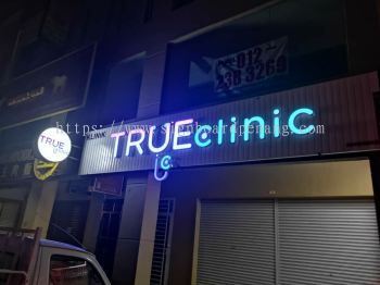 True clinic aluminum trism casing 3D led channel box up lettering signage signboard at kota damansara Kuala Lumpur 