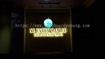 al tamim world 3D stainless steel pvd coating box up LED backlit indoor signage at puchong Kuala Lumpur