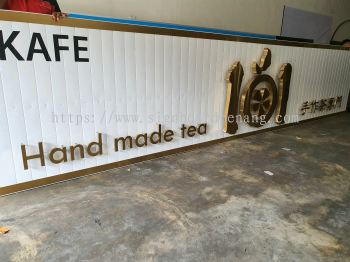 101 Hand made tea Stainless steel Gold 3D LED backlit signage at subang jaya