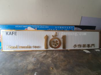 101 Hand made tea Stainless steel Gold 3D LED backlit signage at subang jaya