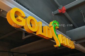 Gold bliss acrylic 3D box up lettering signage signboard at plaza sugai wang shopping mall at Kuala Lumpur