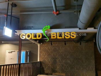 Gold bliss acrylic 3D box up lettering signage signboard at plaza sugai wang shopping mall at Kuala Lumpur