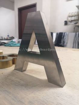 3d box up stainless steel silver hairline lettering signage signbaord