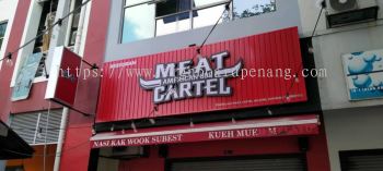 meat cartel aluminium trism base 3d lettering frontlit signage signboard 