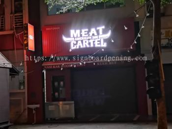 meat cartel aluminium trism base 3d lettering frontlit signage signboard 