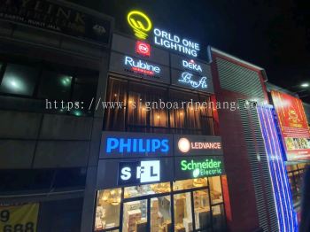 world one aluminium 3d led fronlit lettering signage signbaord at puchong kuala lumpur