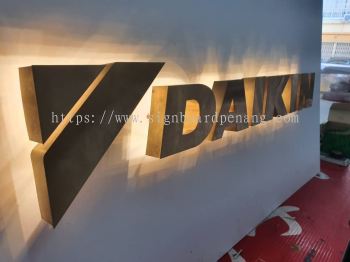 daikin 3d stainless steel gold mirror box up backlit lettering signage signboard at puchong kuala lumpur