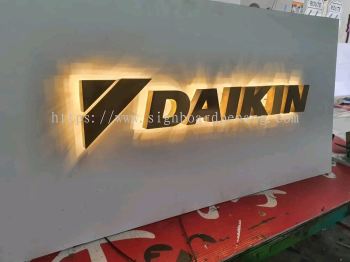 daikin 3d stainless steel gold mirror box up backlit lettering signage signboard at puchong kuala lumpur