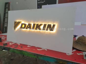 daikin 3d stainless steel gold mirror box up backlit lettering signage signboard at puchong kuala lumpur