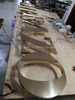 merazo stainless steel gold mirror 3d led backlit lettering signage signboard at klang kuala lumpur