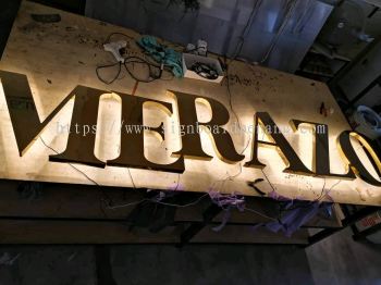 merazo stainless steel gold mirror 3d led backlit lettering signage signboard at klang kuala lumpur