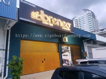 breneo aluminum ceiling trism casing 3d led backlit stainless steel gold mirror lettering signage signboars at klang kuala lumpur shah alam puchong