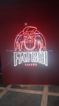 fatboi restaurant cafe neon bar led indoor signage signboard at klang kuala lumpur shah alam puchong kepong