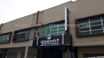 romeos barbeshop aluminium ceiling trism casing 3d led frontlit lettering logo signage signboard at klang kuala lumpur shah alam puchong keping subang