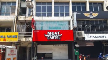 meat cartel restaurant cafe aluminium ceiling trism casing 3d led frontlit lettering logo signage signboard at klang kuala lumpur shah alam puchong kepong subang