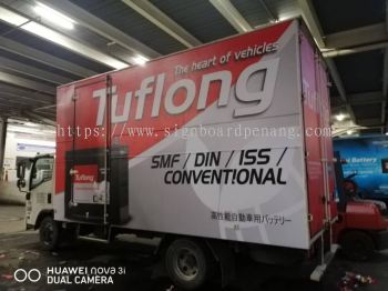 tuflong battery company truck lorry sticker print signboard signage at subang ampang puchong cheras